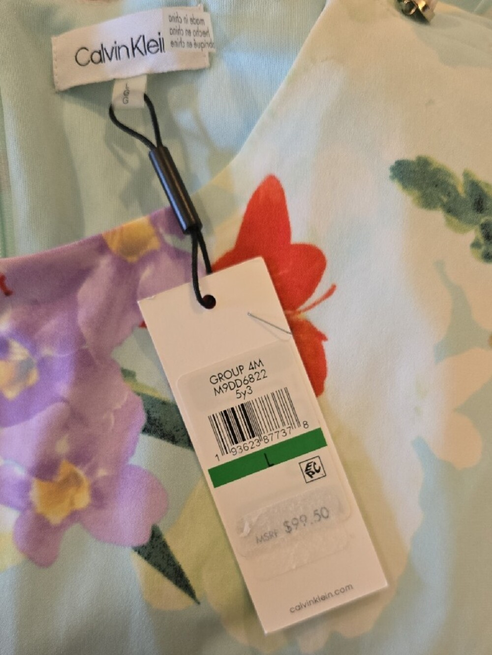 Calvin Klein Mint Shift Dress with Red Floral Print - Picture 6 of 6